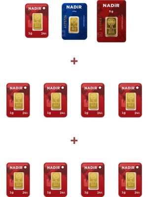 Nadir Gold 24 Ayar 16,5 Gram Altın (1 Ad 5 Gram Altın + 1 Ad 2,5 Gram Altın + 9 Ad 1 Gram Altın )