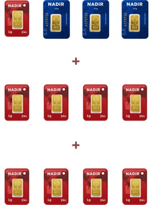 Nadir Gold 24 Ayar 16,5 Gram Külçe Altın (3 Adet 2,5 Gram Külçe Altın + 9 Adet 1 Gram Külçe Altın )