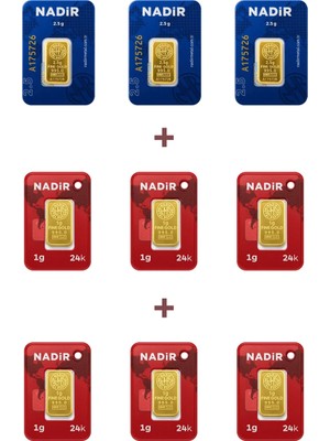 Nadir Gold 24 Ayar 13,5 Gram Külçe Altın (3 Adet 2,5 Gram Külçe Altın + 6 Adet 1 Gram Külçe Altın )