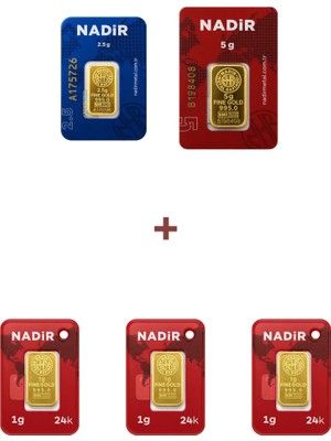 Nadir Gold 24 Ayar 10,5 Gram Altın (1 Ad 5 Gram Altın + 1 Ad 2,5 Gram Altın + 3 Ad 1 Gram Altın )