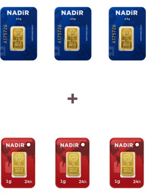 Nadir Gold 24 Ayar 10,5 Gram Külçe Altın (3 Adet 2,5 Gram Külçe Altın + 3 Adet 1 Gram Külçe Altın )