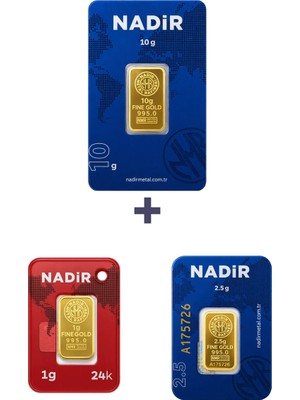 Nadir Gold 24 Ayar 13,5 Gram Altın (1 Ad 10 Gram Altın + 1 Ad 2,5 Gram Altın + 1 Ad 1 Gram Altın )