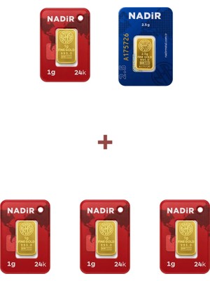 Nadir Gold 24 Ayar 6,5 Gram Külçe Altın (1 Adet 2,5 Gram Külçe Altın + 4 Adet 1 Gram Külçe Altın )