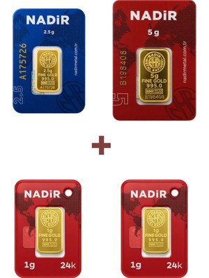 Nadir Gold 24 Ayar 9,5 Gram Altın (1 Ad 5 Gram Altın + 1 Ad 2,5 Gram Altın + 2 Ad 1 Gram Altın )