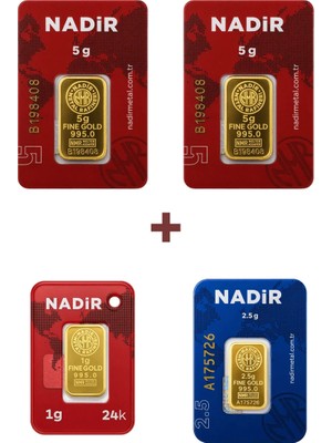 Nadir Gold 24 Ayar 13,5 Gram Altın (2 Ad 5 Gram Altın + 1 Ad 2,5 Gram Altın + 1 Ad 1 Gram Altın )