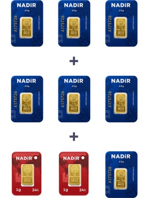Nadir Gold 24 Ayar 19,5 Gram Külçe Altın (7 Adet 2,5 Gram Külçe Altın + 2 Adet 1 Gram Külçe Altın )