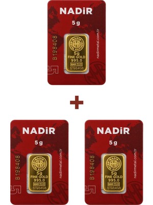 Nadir Gold 24 Ayar 15 Gram Külçe Altın (3 Adet 5 Gram Külçe Altın )