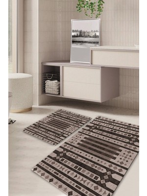 PremiumPort Yıkanabilir Kaymaz Taban Banyo Halısı ve Klozet Takımı Seti