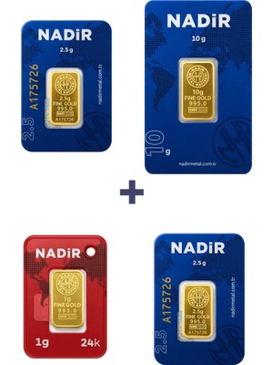 Nadir Gold 24 Ayar 16 Gram Altın (1 Ad 10 Gram Altın + 2 Ad 2,5 Gram Altın + 1 Ad 1 Gram Altın )