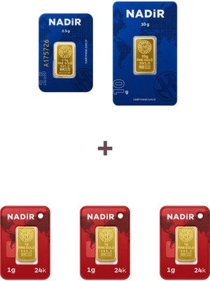Nadir Gold 24 Ayar 15,5 Gram Altın (1 Ad 10 Gram Altın + 1 Ad 2,5 Gram Altın + 3 Ad 1 Gram Altın )
