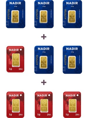 Nadir Gold 24 Ayar 16,5 Gram Külçe Altın (5 Adet 2,5 Gram Külçe Altın + 4 Adet 1 Gram Külçe Altın )