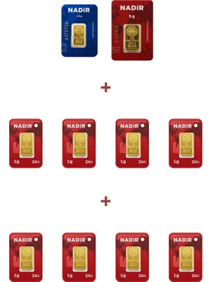 Nadir Gold 24 Ayar 15,5 Gram Altın (1 Ad 5 Gram Altın + 1 Ad 2,5 Gram Altın + 8 Ad 1 Gram Altın )