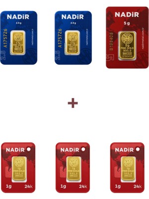 Nadir Gold 24 Ayar 13 Gram Altın (1 Ad 5 Gram Altın + 2 Ad 2,5 Gram Altın + 3 Ad 1 Gram Altın )