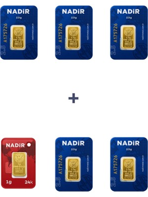 Nadir Gold 24 Ayar 13,5 Gram Külçe Altın (5 Adet 2,5 Gram Külçe Altın + 1 Adet 1 Gram Külçe Altın )