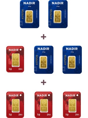 Nadir Gold 24 Ayar 14 Gram Külçe Altın (4 Adet 2,5 Gram Külçe Altın + 4 Adet 1 Gram Külçe Altın )