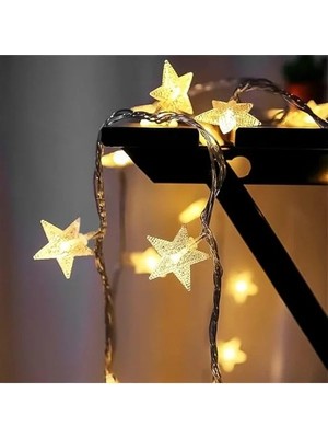 MarkEntegra 20'li Yıldız LED Işık, 3 Metre Pilli Yılbaşı Aydınlatması