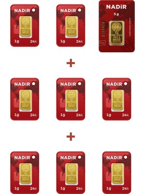 Nadir Gold 24 Ayar 13 Gram Külçe Altın (1 Adet 5 Gram Külçe Altın + 8 Adet 1 Gram Külçe Altın )