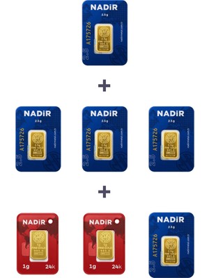Nadir Gold 24 Ayar 14,5 Gram Külçe Altın (5 Adet 2,5 Gram Külçe Altın + 2 Adet 1 Gram Külçe Altın )