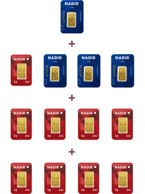 Nadir Gold 24 Ayar 19 Gram Külçe Altın (4 Adet 2,5 Gram Külçe Altın + 9 Adet 1 Gram Külçe Altın )
