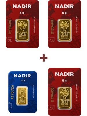Nadir Gold 24 Ayar 17,5 Gram Külçe Altın (3 Adet 5 Gram Külçe Altın + 1 Adet 2,5 Gram Külçe Altın )