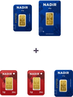 Nadir Gold 24 Ayar 17 Gram Altın (1 Ad 10 Gram Altın + 2 Ad 2,5 Gram Altın + 2 Ad 1 Gram Altın )
