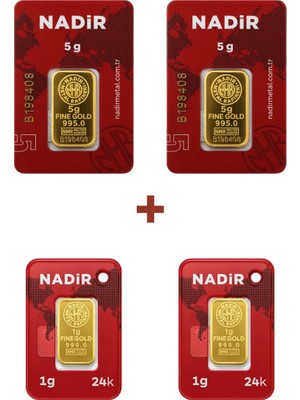 Nadir Gold 24 Ayar 12 Gram Külçe Altın (2 Adet 5 Gram Külçe Altın + 2 Adet 1 Gram Külçe Altın )