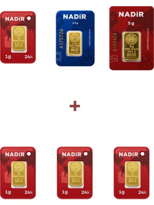 Nadir Gold 24 Ayar 11,5 Gram Altın (1 Ad 5 Gram Altın + 1 Ad 2,5 Gram Altın + 4 Ad 1 Gram Altın )