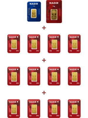 Nadir Gold 24 Ayar 19,5 Gram Altın (1 Ad 5 Gram Altın + 1 Ad 2,5 Gram Altın + 12 Ad 1 Gram Altın )