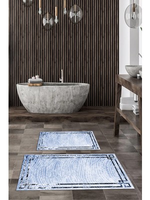 PremiumPort Banyo Paspası 2'li, Kaymaz, Yıkanabilir, Çerçeveli, Konforlu ve Şık Set