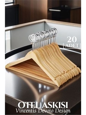 Zenvia Hsnet Otel Tip Askı 20 Li Set Ahşap Vincentis Devoto Design  ZNV-HBY3245