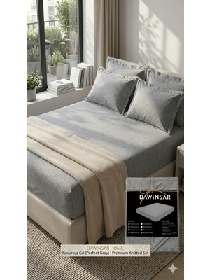 Dawinsar Lastikli Çarşaf Seti Çift Kişilik Pamuklu +2 Yastık Kılıfı | 160X200+30 cm