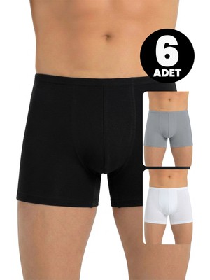 Öts 6'lı Erkek Boxer Ince Bel Lastikli (%47 Modal - %47 Pamuk - %6 Elastan)