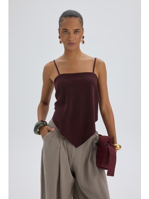 Mai Alytih Üçgen Detay Bordo Crop