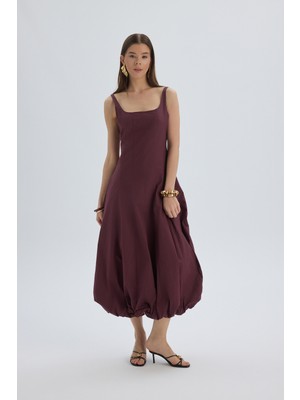 Mai Garda Uzun Bordo Balon Elbise