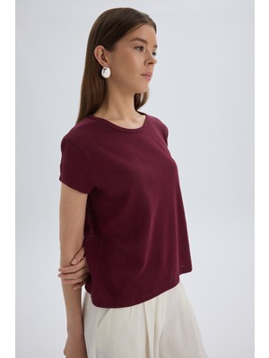 Suva Kısa Kol Bordo T-Shirt