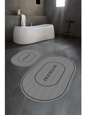 PremiumPort Dijital Baskılı Yıkanabilir Oval Banyo ve Klozet Takımı Seti