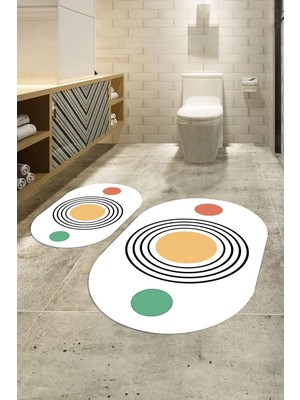 PremiumPort Dijital Baskılı Kaymaz Taban Oval Banyo Klozet Takımı Beyaz