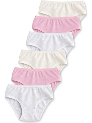 Panfilia %100 Pamuk Kız Çocuk Jakarlı Külot 6'lı Set / Slip / Iç Çamaşır
