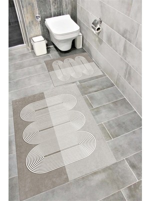 PremiumPort Suya Dayanıklı ve Kaymaz Tabanlı Dijital Baskılı Banyo Paspas Takımı
