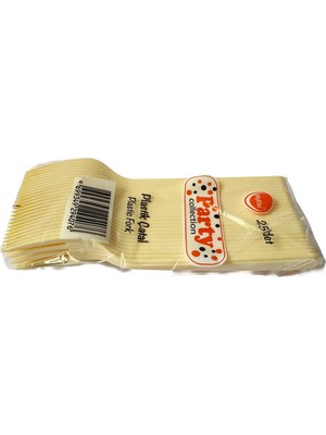 Omeyva Plastik Krem Renkli Lüx Parti Doğum Günü Çatal - 18 Cm. - 25 Adetlik Paket