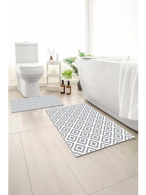 PremiumPort Yumuşak ve Kaymaz 2'li Banyo Paspası Seti, 60X100 ve 50X60 cm