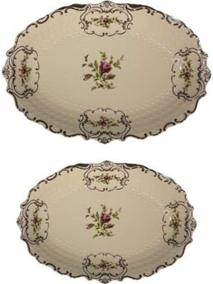 Twinkle Diana 2 Boy Kayık Tabak Vintage Çiçek Desenli Gold Detaylı