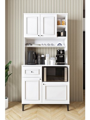 Ases Mobilya ASL251 Kahve Köşesi Çok Amaçlı Dolap 1 Çekmece 4 Kapak Özel Çıtalı Model