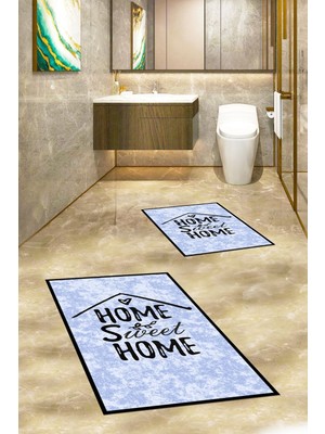 PremiumPort Yıkanabilir Kaymaz Ikili Banyo Halısı ve Klozet Takımı Seti