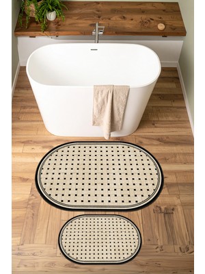 PremiumPort Modern Ince Yıkanabilir Kaymaz Tabanlı Banyo Paspası