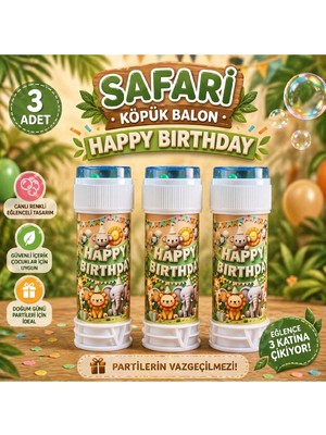 Bkmc Party Safari Temalı Happy Birthday Köpük Balon Seti 3’lü 5’li 10’lu Doğum Günü Parti Dağıtmalık Köpük