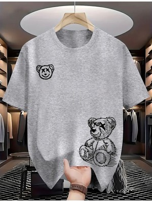 Nigrum Pardus Özel Üretim Karakalem Ayıcık Baskılı %100 Pamuk Erkek Trend Çocuk T-Shirt