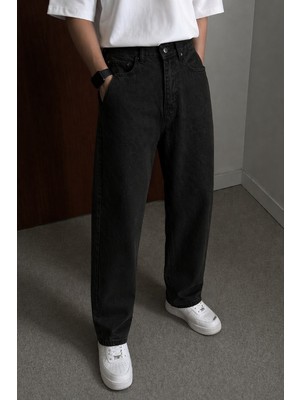 Tarz Cool Erkek Bol Paça Jean Pantolon Rahat Kesim Denim