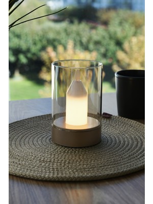 Luminzo Mum Efektli Şarjlı Dokunmatik Masa Lambası Abajur Gece Lambası 3 Işık Rengi Dim Özellikli Kendil