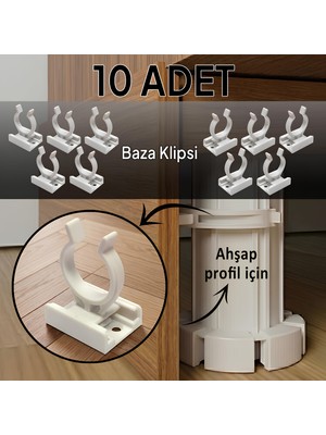Glaswen 10 Adet Ahşap Baza Klipsi Mutfak Dolap Tezgah Alt Kısım Kapatma Klips Mobilya Ayak Tutucu Toka